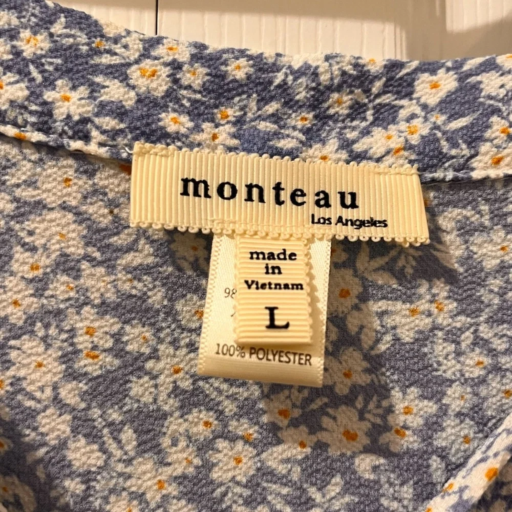 Monteau blue floral summer dress size large - Picture 4 of 4